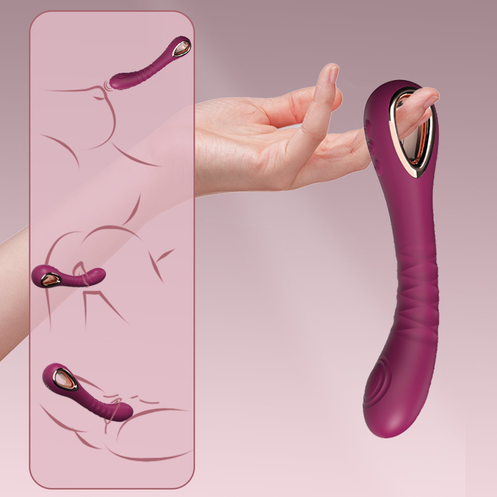beginner friendly g spot toy, discreet female vibrator, curved pleasure massager