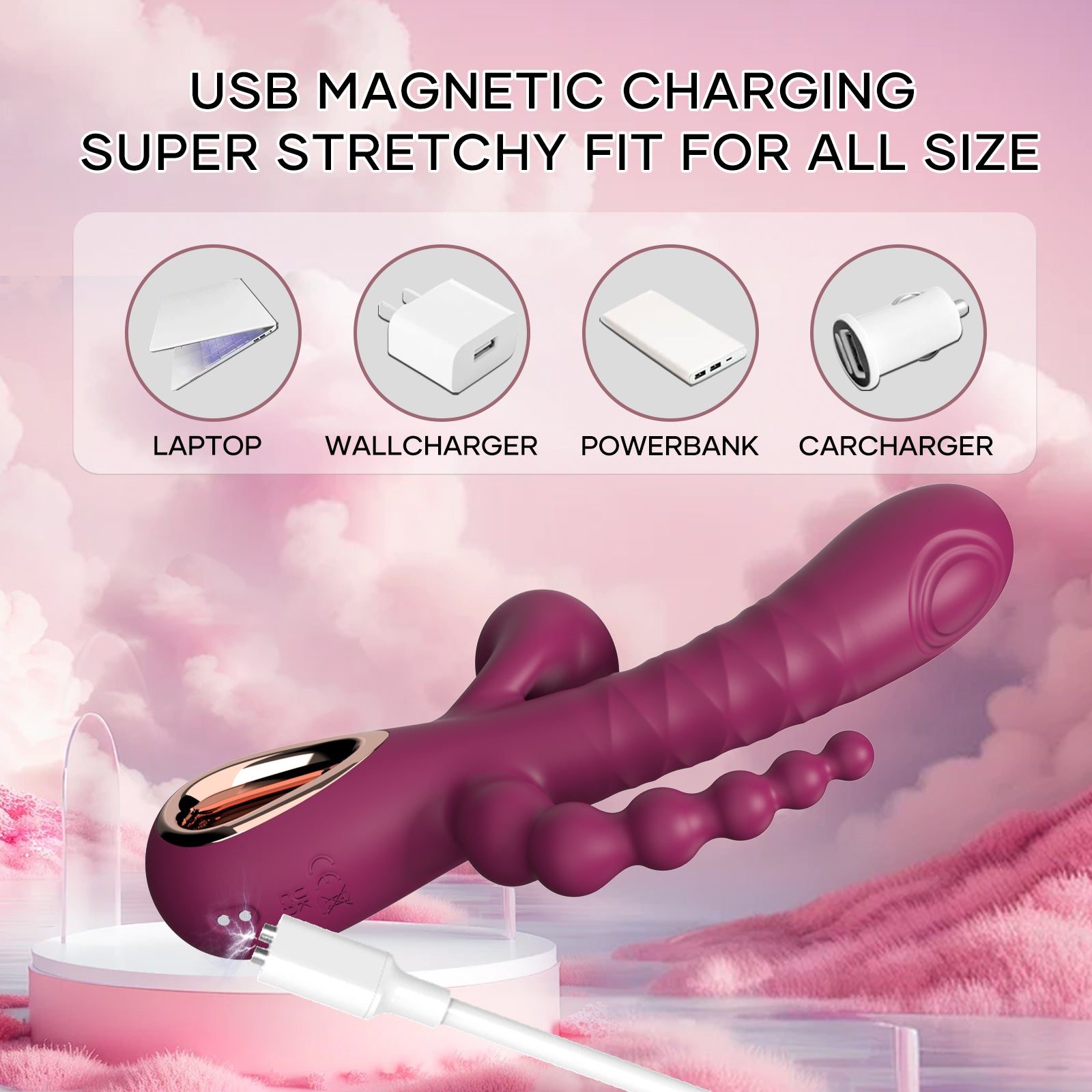 BIU-BIU 3-IN-1 Silicone G-Spot Vibrator with Pull Ring - Clitoral & Vaginal Stimulator