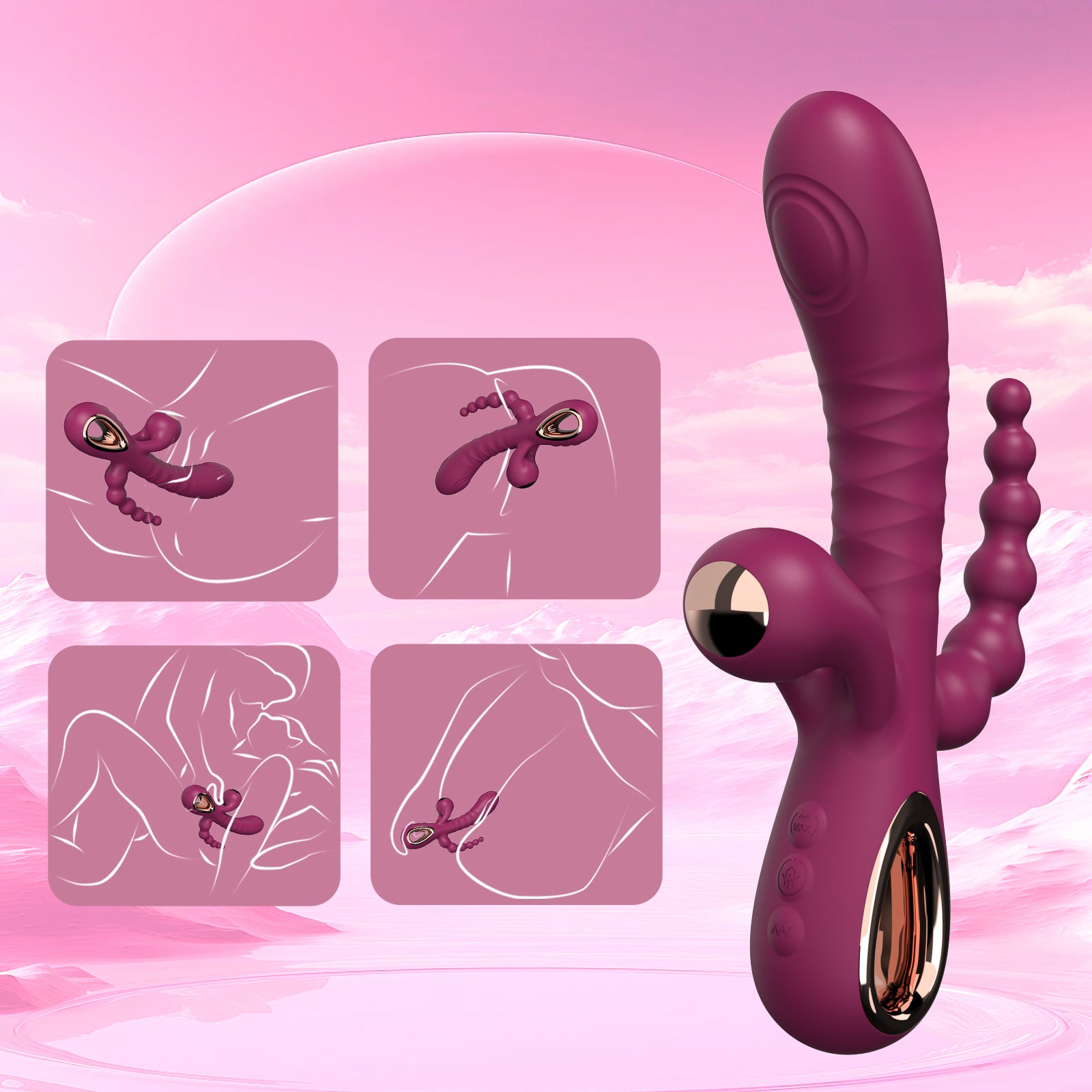 BIU-BIU 3-IN-1 Silicone G-Spot Vibrator with Pull Ring - Clitoral & Vaginal Stimulator