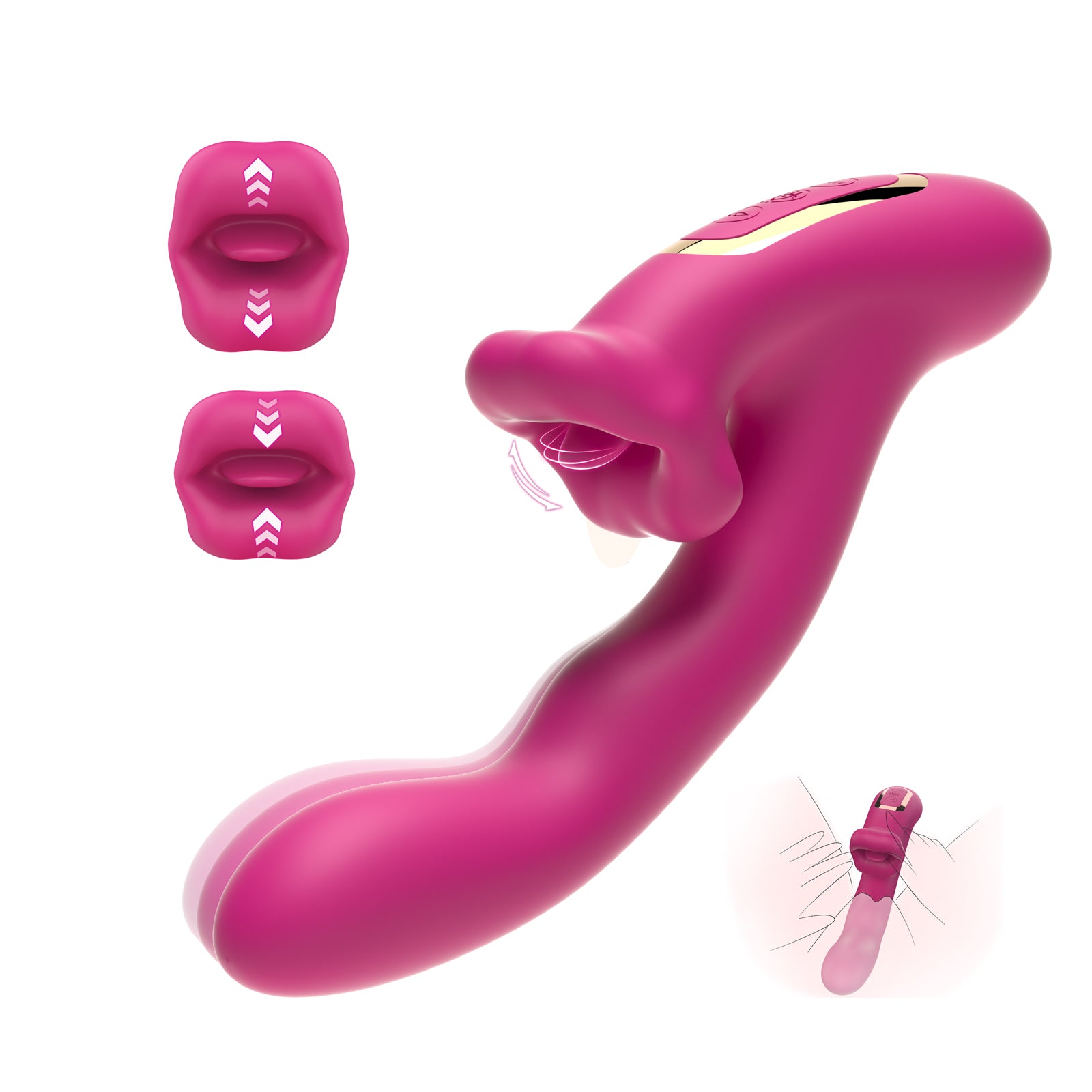 2in1 Tongue Licking Vibrator - Dual Stimulation Clit & G-Spot Massager