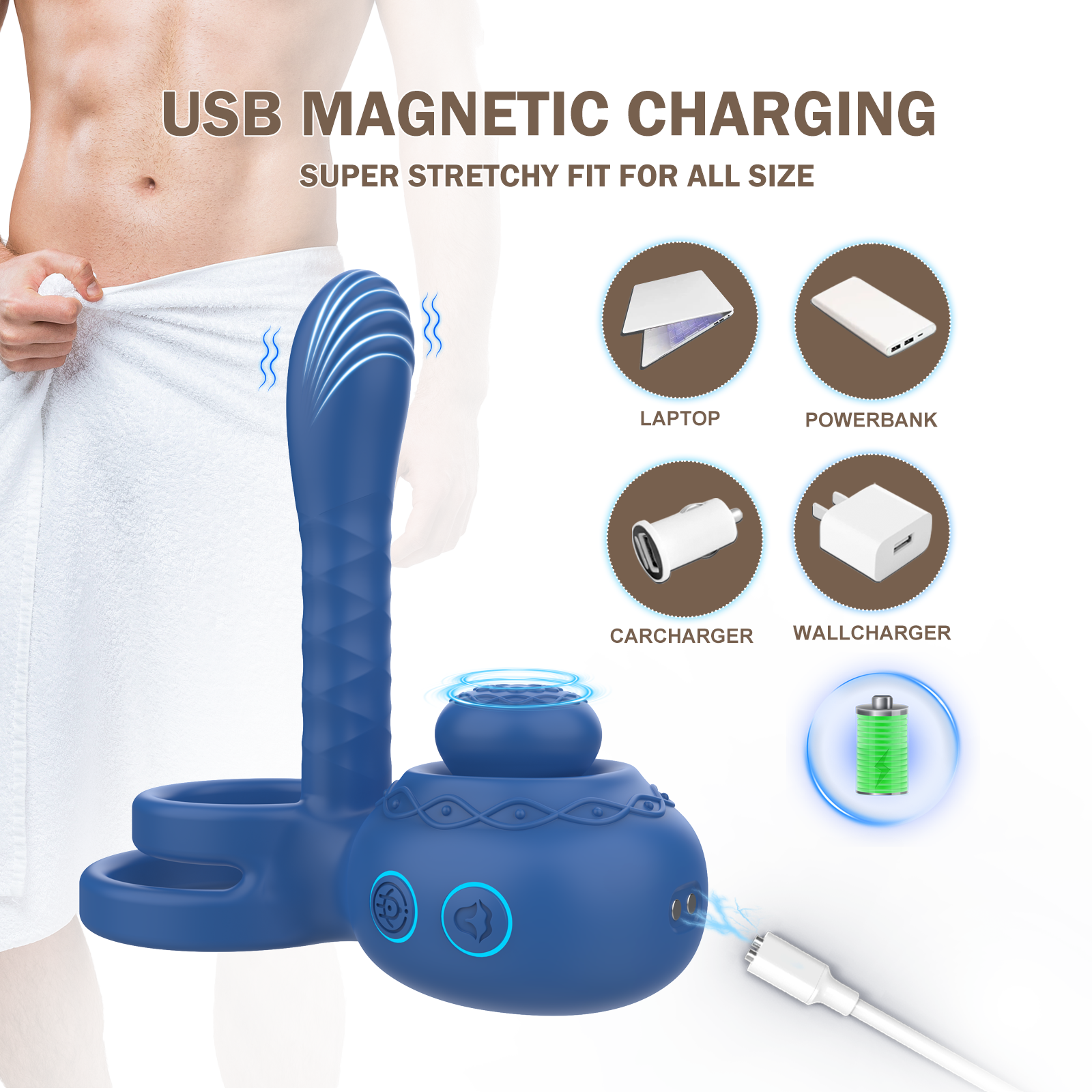 FlexiFire  Boost Performance & Pleasure 2-in-1 Vibrating Silicone Ring for Men