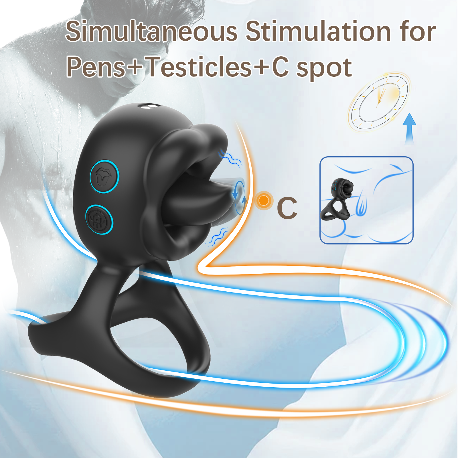 Smart Vibration Ring – Bendable Design for Couples’ Play flexible tongue licking cock ring