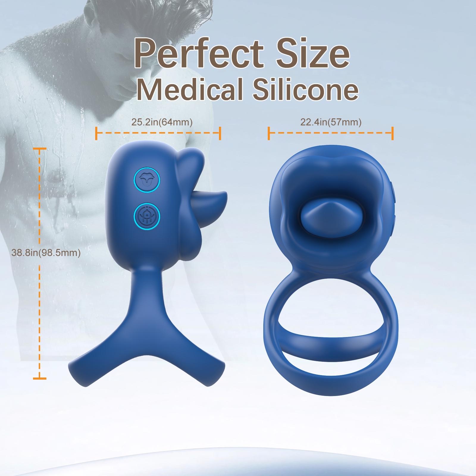 AquaFlex Luxury Ring – Curved Tongue Licking & Vibrating Cock Ring for Him