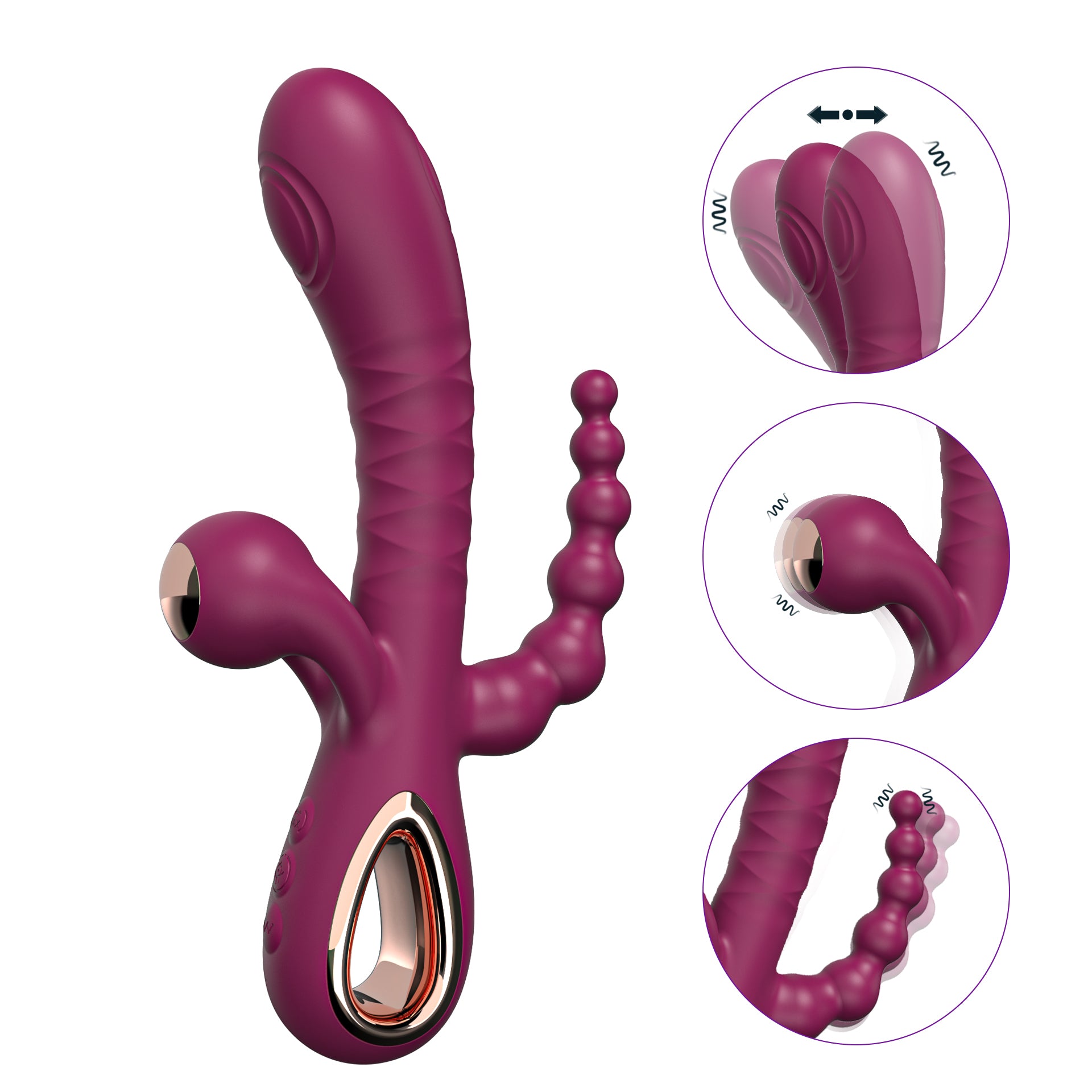 BIU-BIU 3-IN-1 Silicone G-Spot Vibrator with Pull Ring - Clitoral & Vaginal Stimulator